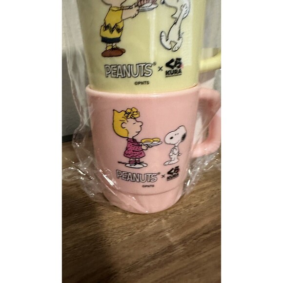 Kura Sushi Peanuts Snoopy Charlie Brown Stackable Mug Set Limited Edition New - Picture 4 of 6